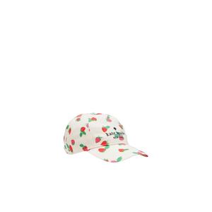 Kate Spade Tossed Strawberry Printed Baseball Cap In Cream KS1004359