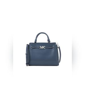 Michael Kors Reed Large Leather Satchel Bag In Navy 35S3S6RS3T