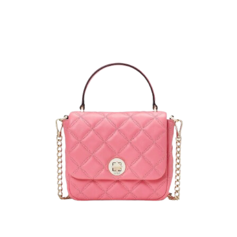 Kate Spade Natalia Quilted Leather Square K8162 Crossbody In Bright Blush