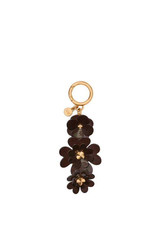 ( PREORDER ) Kate Spade Charmed Spade Flower Bag Charm In Hot Fudge KM403
