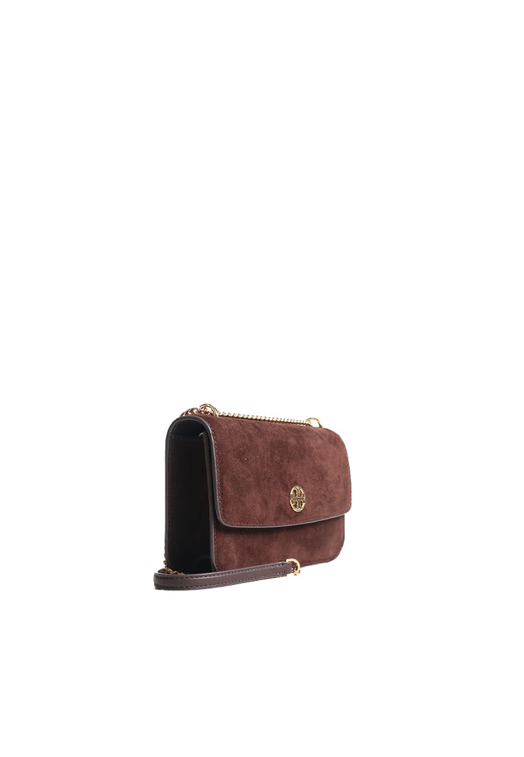 Tory Burch Suede Shoulder Bag In Dark Cocoa 166514