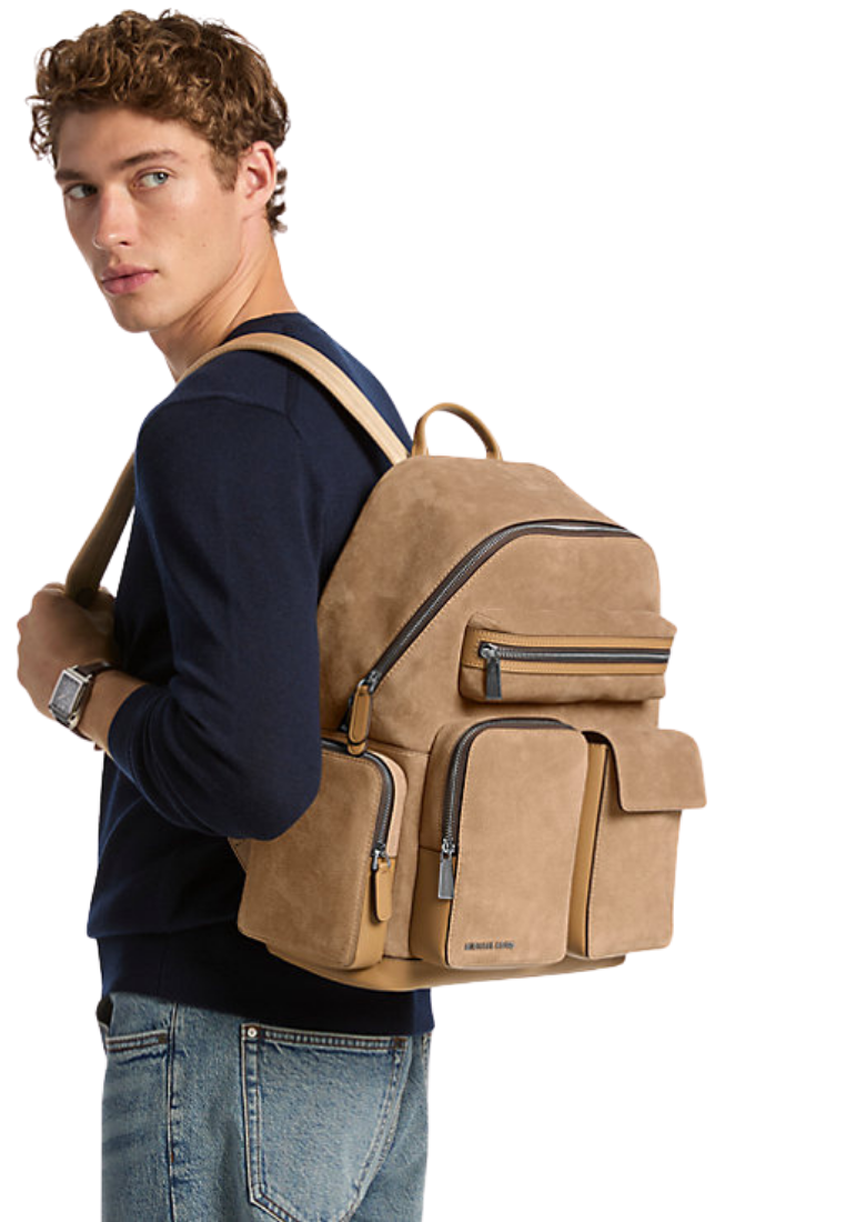 ( PREORDER ) Michael Kors Dakota Suede Cargo Backpack In Husk 33F5BHDB7S