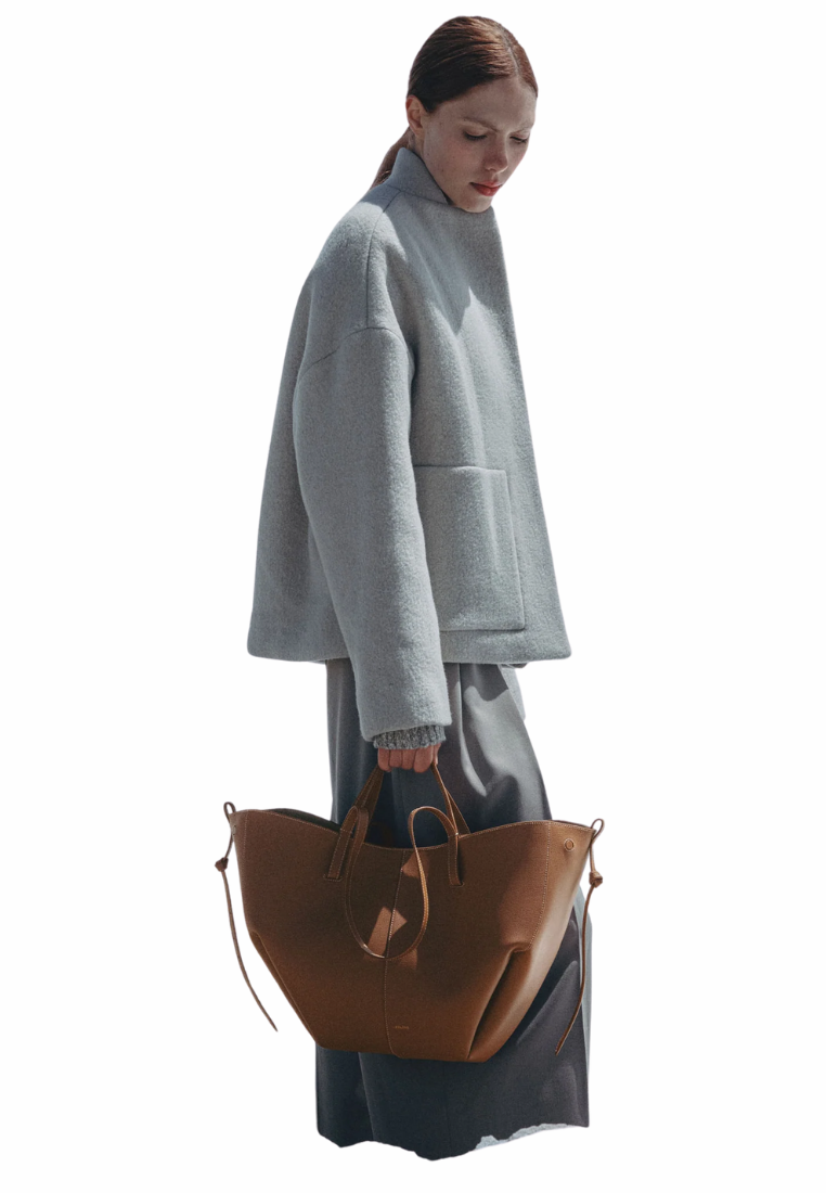 ( PREORDER ) Polene Cyme Tote Bag In Textured Camel