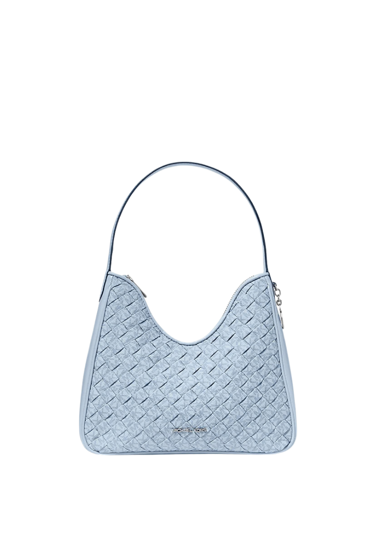 ( PREORDER ) Michael Kors Nayla Small Woven Signature Logo Hobo Shoulder Bag In Pale Ocean 35S6S5ZH1B