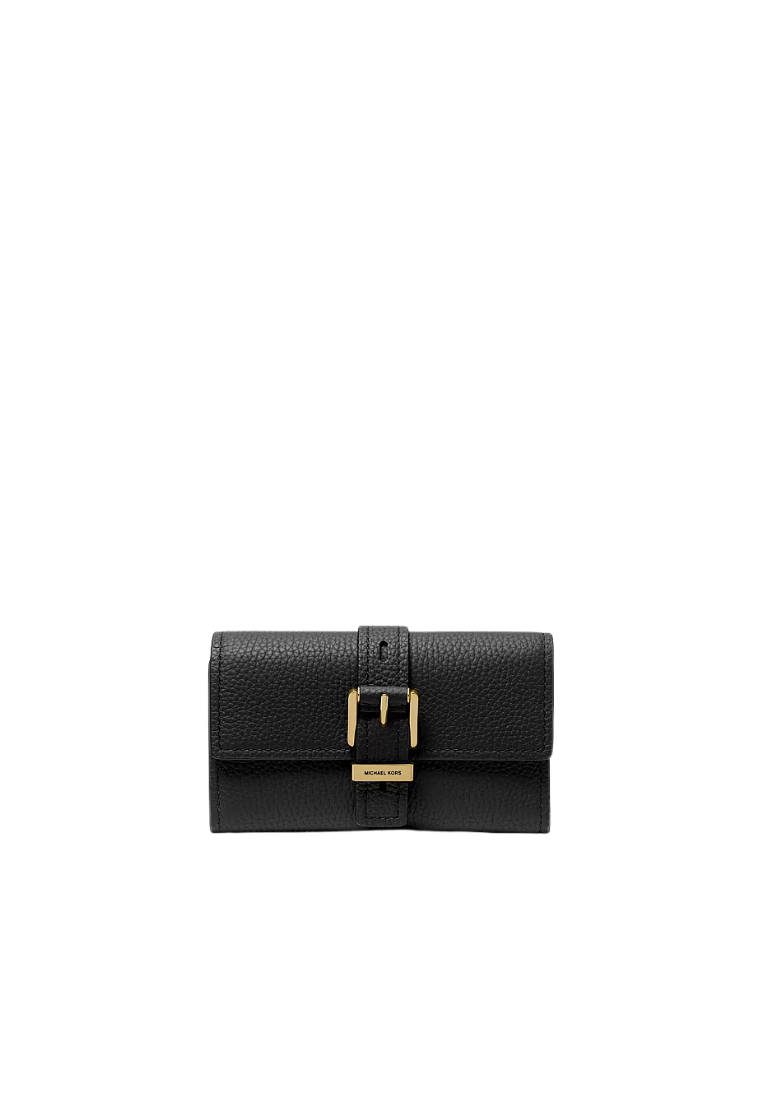 ( PREORDER ) Michael Kors Nolita Medium Pebbled Leather Tri-Fold Wallet In Black 32F4GY5E8L