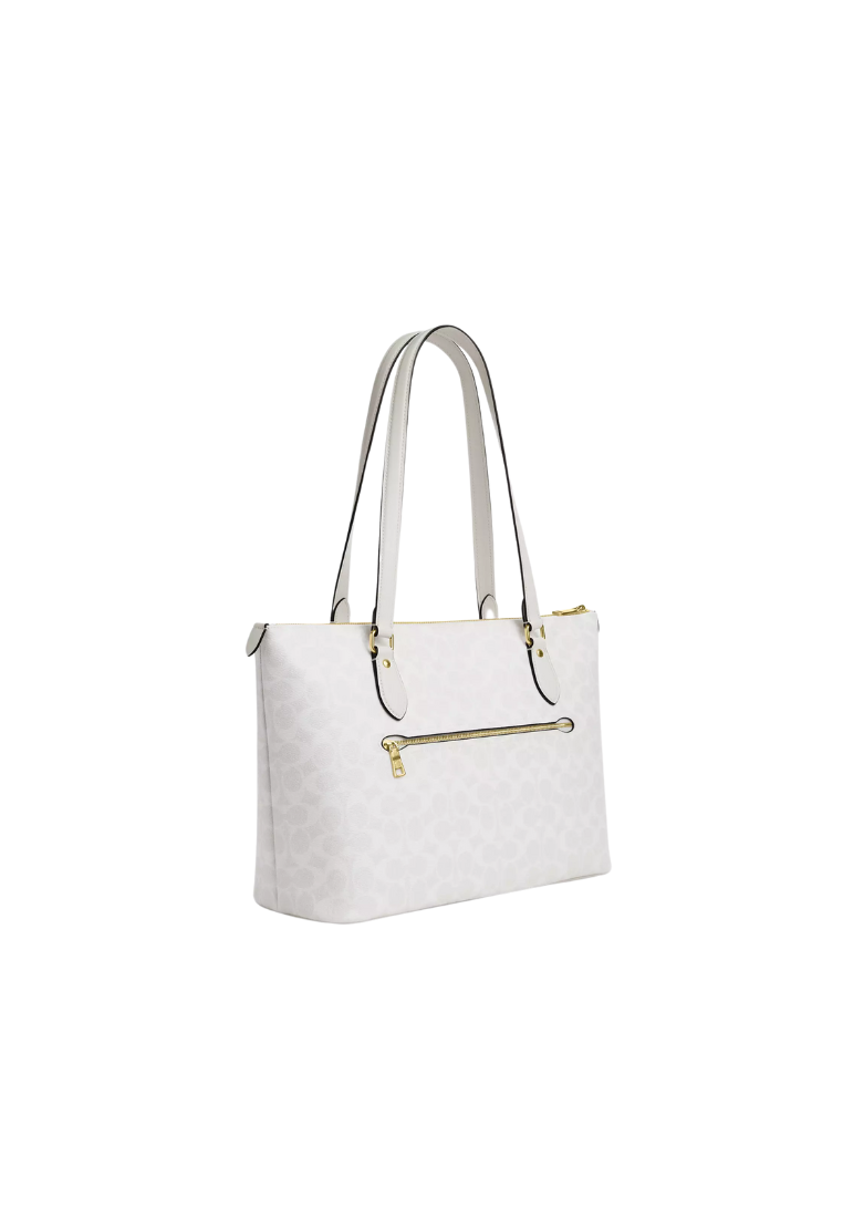 Coach Gallery Tote Bag Signature Canvas In White Chalk CW381