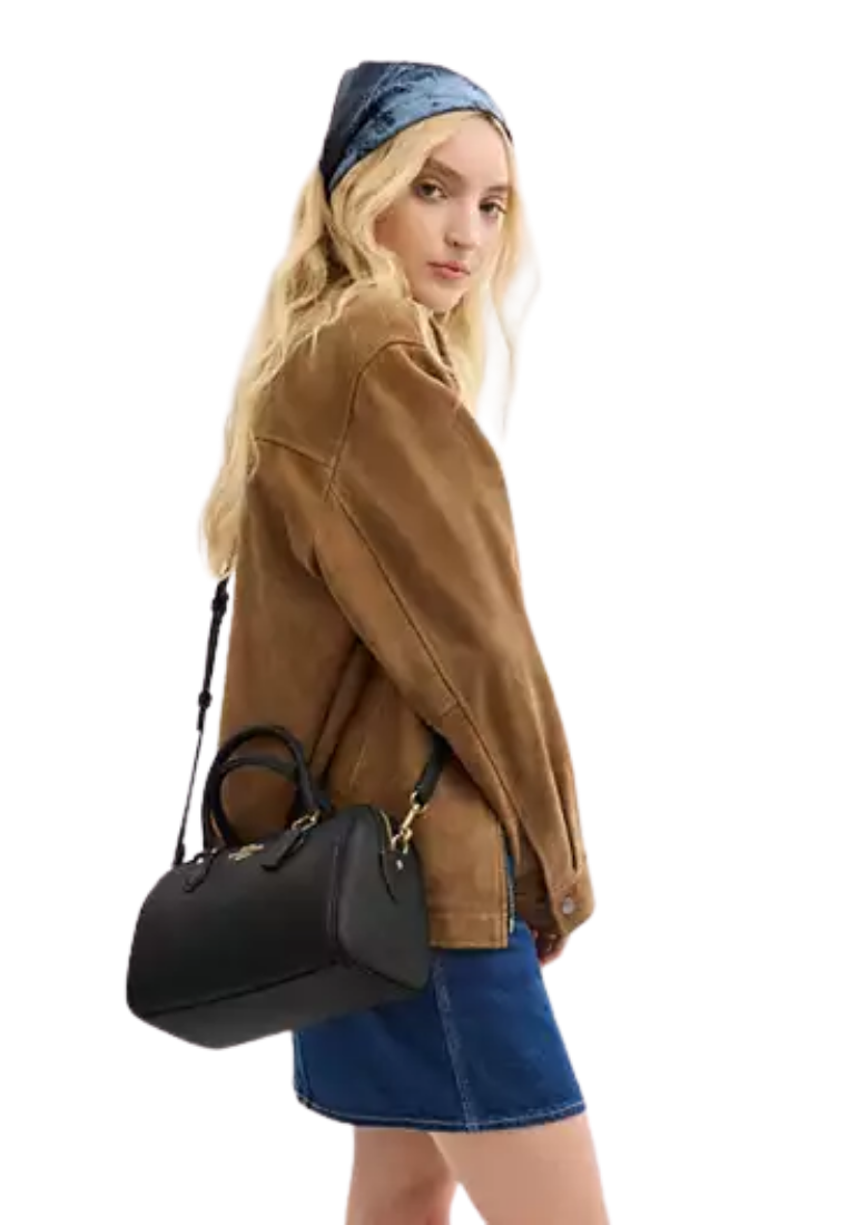 ( PREORDER ) Coach Rowan Satchel Bag In Gold Black CV962