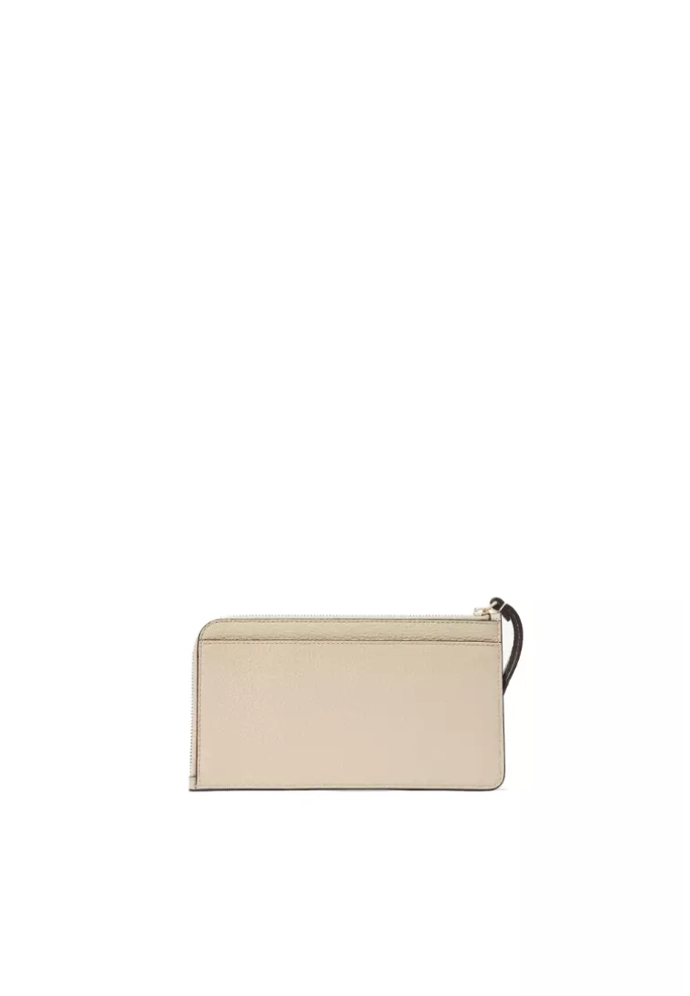 Kate Spade Lucy Pebbled Leather Medium L-zip Wristlet In Light Sand KE575