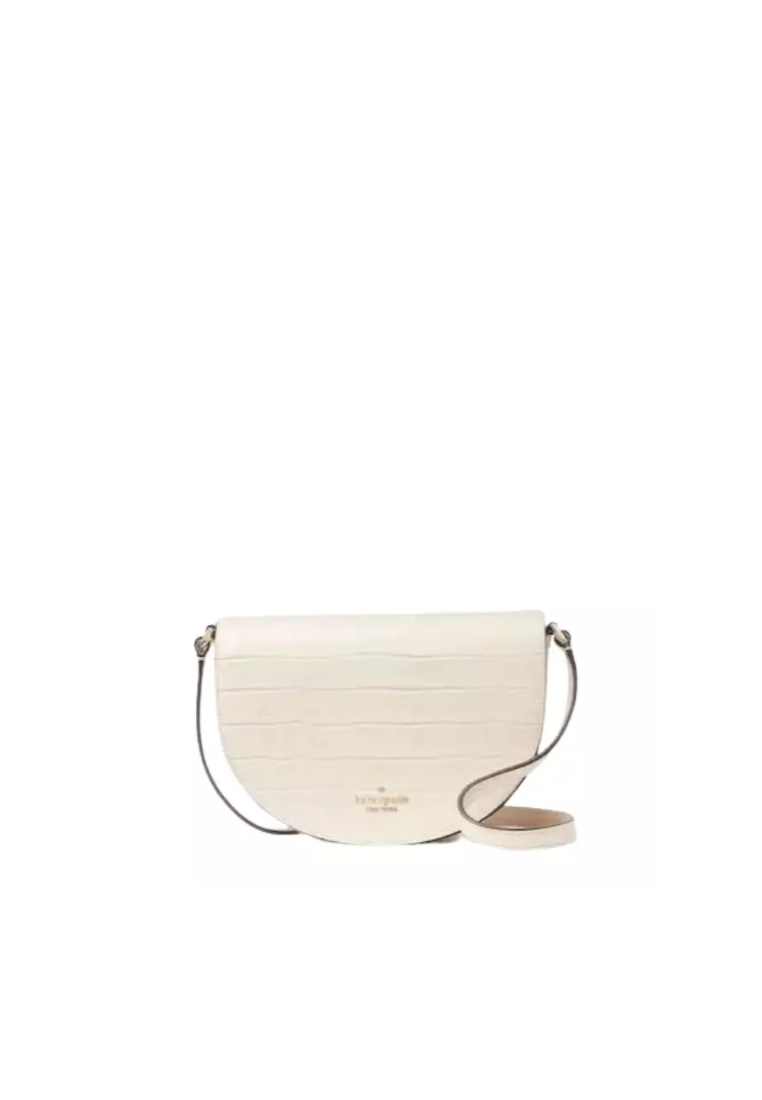 Kate Spade Luna Crescent Croco Embossed Leather K9490 Crossbody In Bare