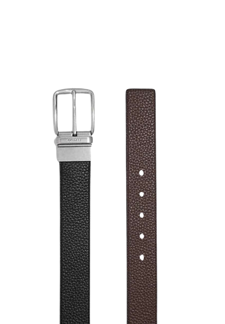 Coach Harness Buckle Cut To Size Reversible Belt In Black Dark Brown CQ023