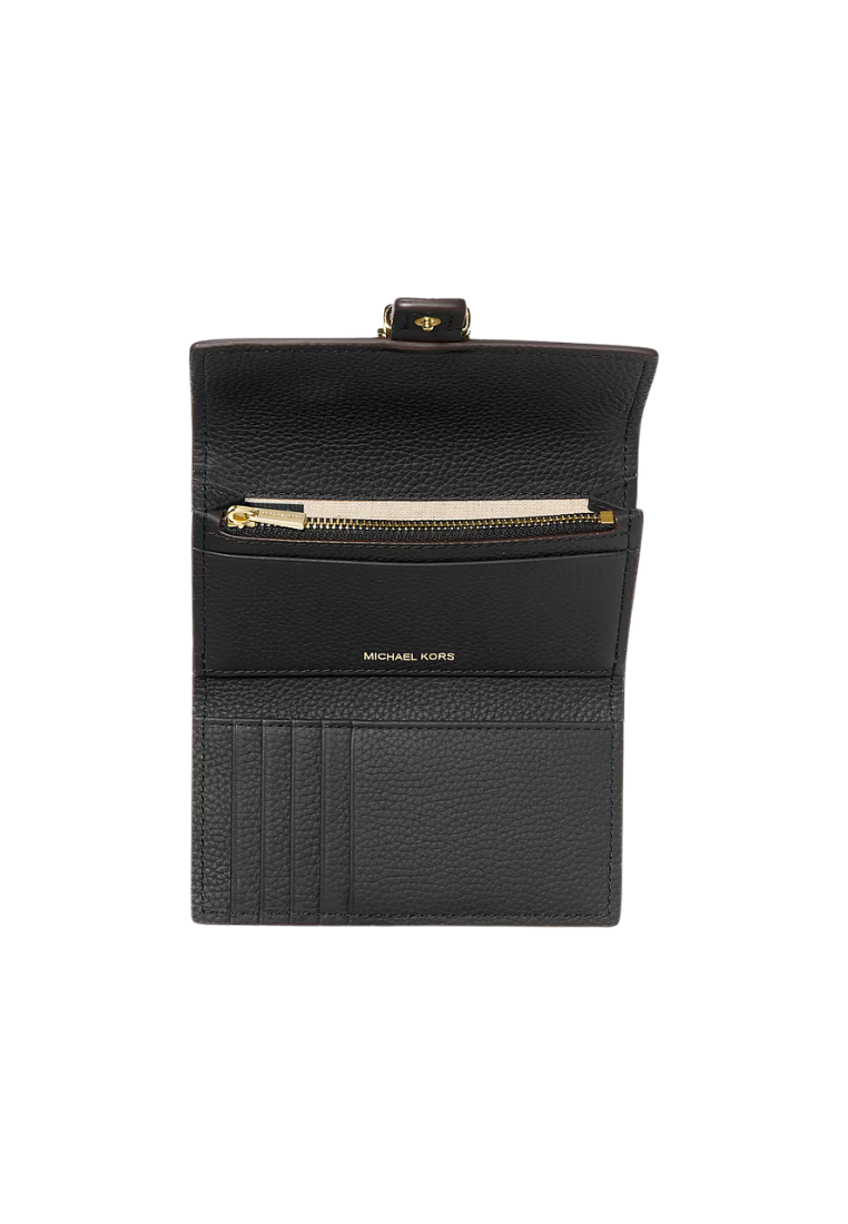 ( PREORDER ) Michael Kors Nolita Medium Pebbled Leather Tri-Fold Wallet In Black 32F4GY5E8L