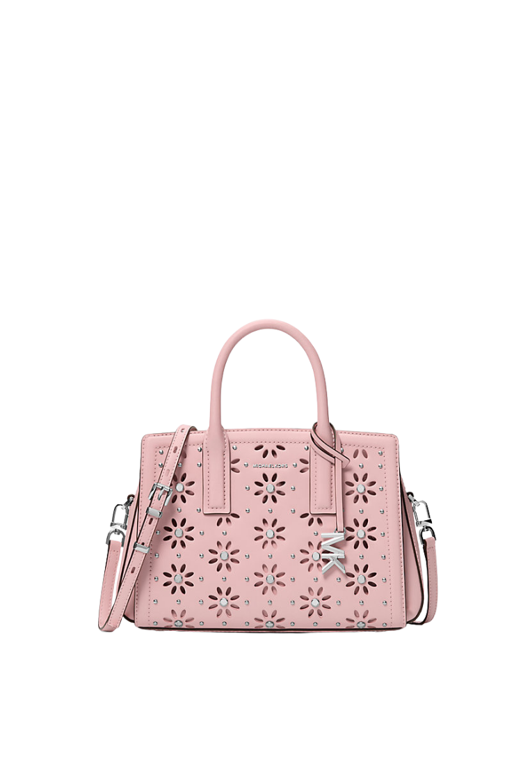 ( PREORDER ) Michael Kors Laila Small Embellished Laser Cut Leather Satchel Bag In Smokey Rose 30S6S9IS1I