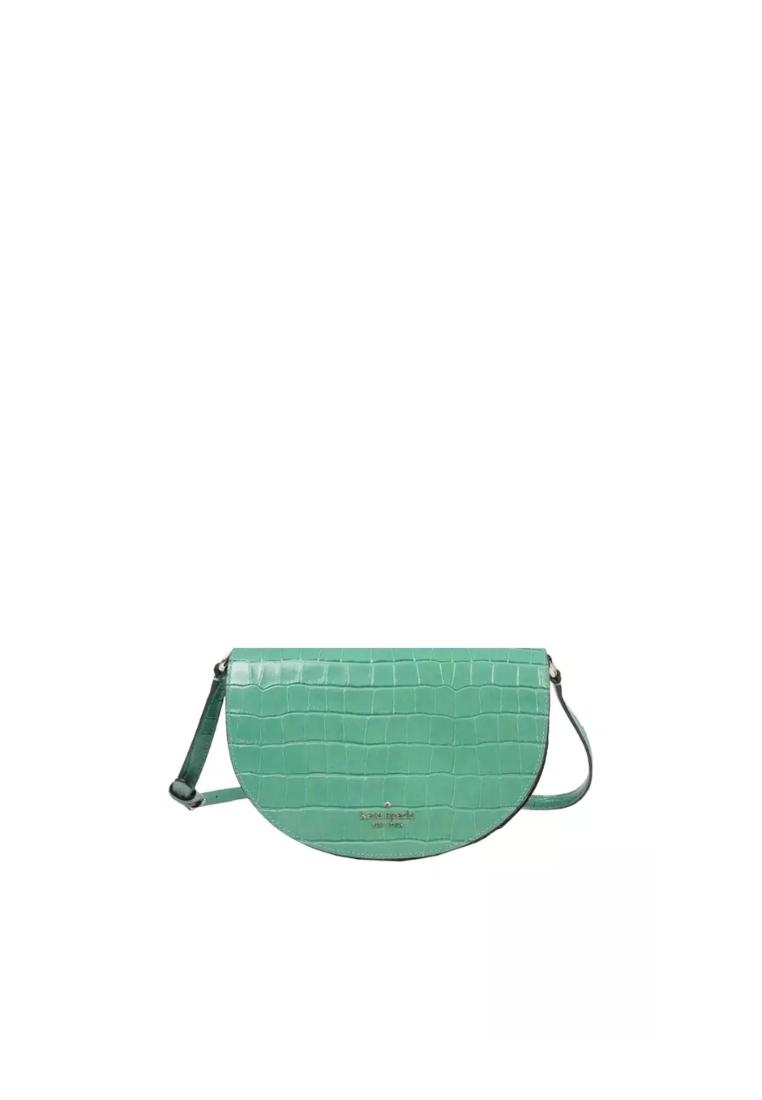 Kate Spade Luna Crescent Croco Embossed Leather K9490 Crossbody In Woodland