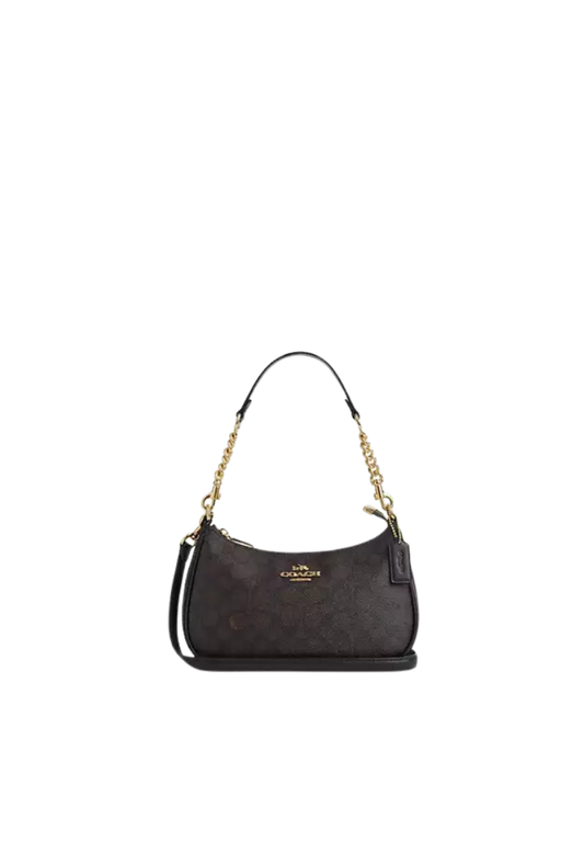 ( PREORDER ) Coach Teri Shoulder Shoulder Bag In Gold Black CV934