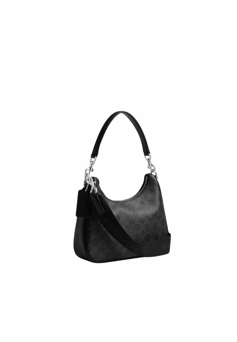 ( PREORDER ) Coach Nolan Hobo In Signature Canvas Shoulder Bag In Black Signature CCC89