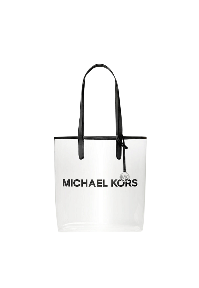 Michael Kors The Michael Large Clear Vinyl Tote Bag In Black 35S4S01T3P