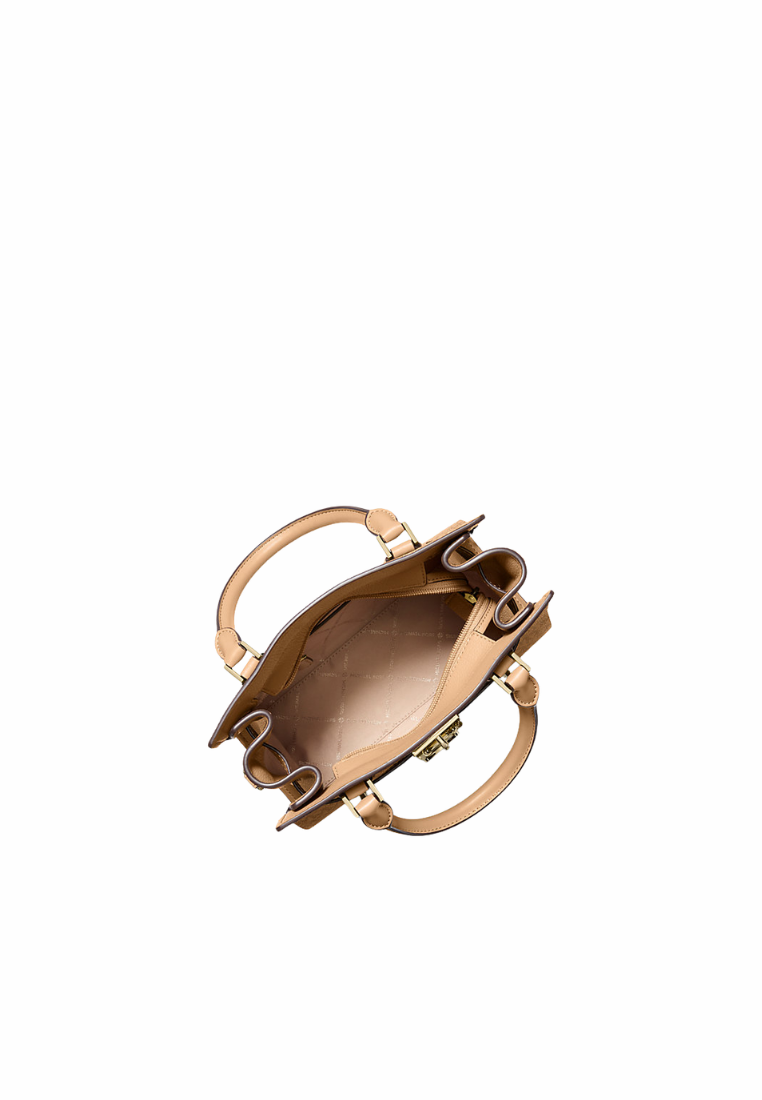 ( PREORDER ) Michael Kors Hamilton Small Signature Logo Satchel Bag In Camel 35S4GHMS1B