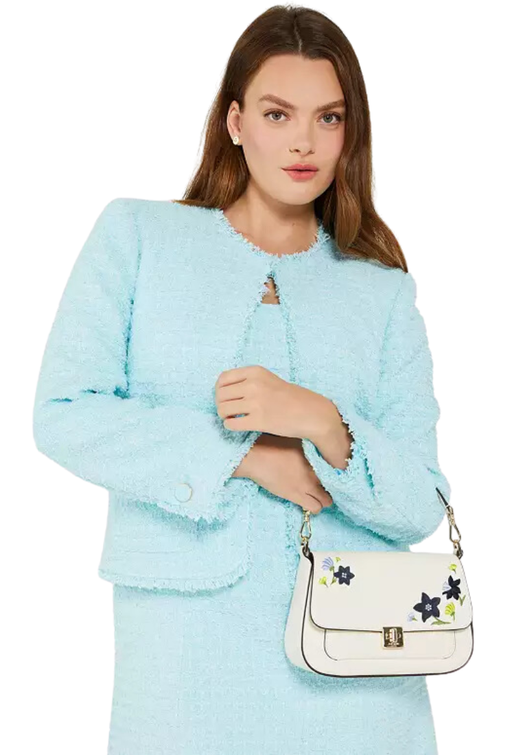 Kate Spade Phoebe Floral Applique Flap Crossbody Bag In Meringue KF556