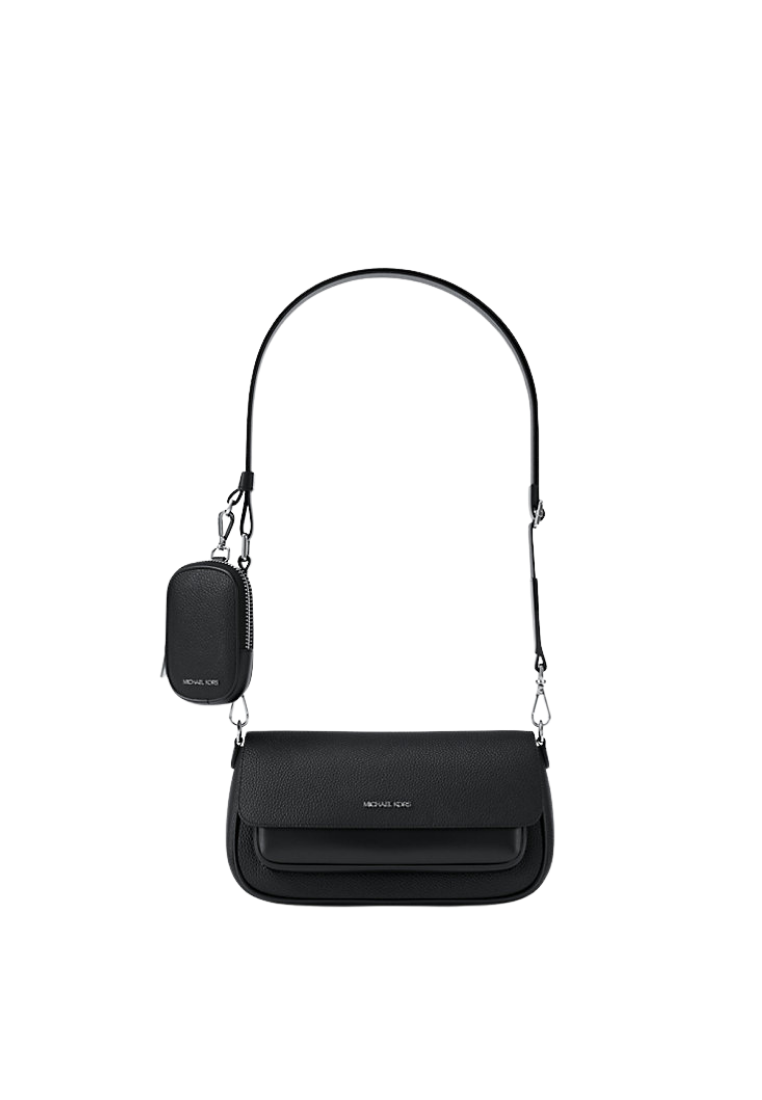 ( PREORDER ) Michael Kors Jet Set Travel Small Pebbled Leather With Pouch Crossbody Bag In Black 35S6STVC0L