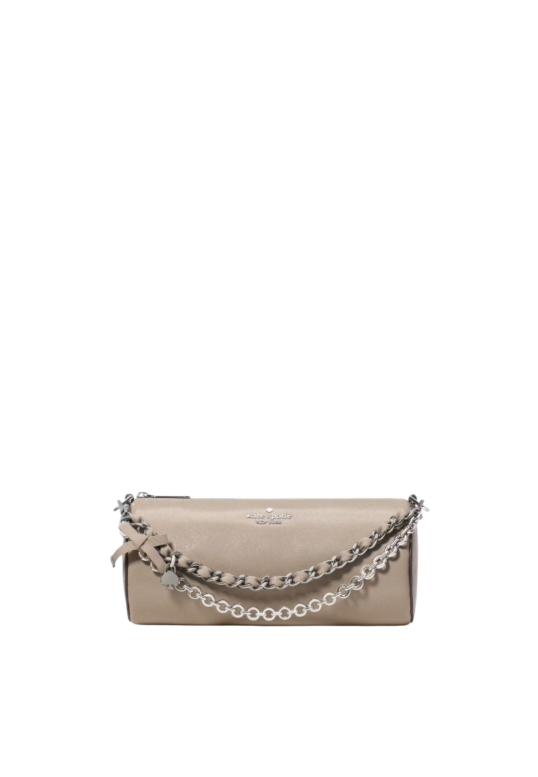 ( PREORDER ) Kate Spade Roulette Glazed Leather Mini Convertible Crossbody Bag In Quartz Pebble KN203