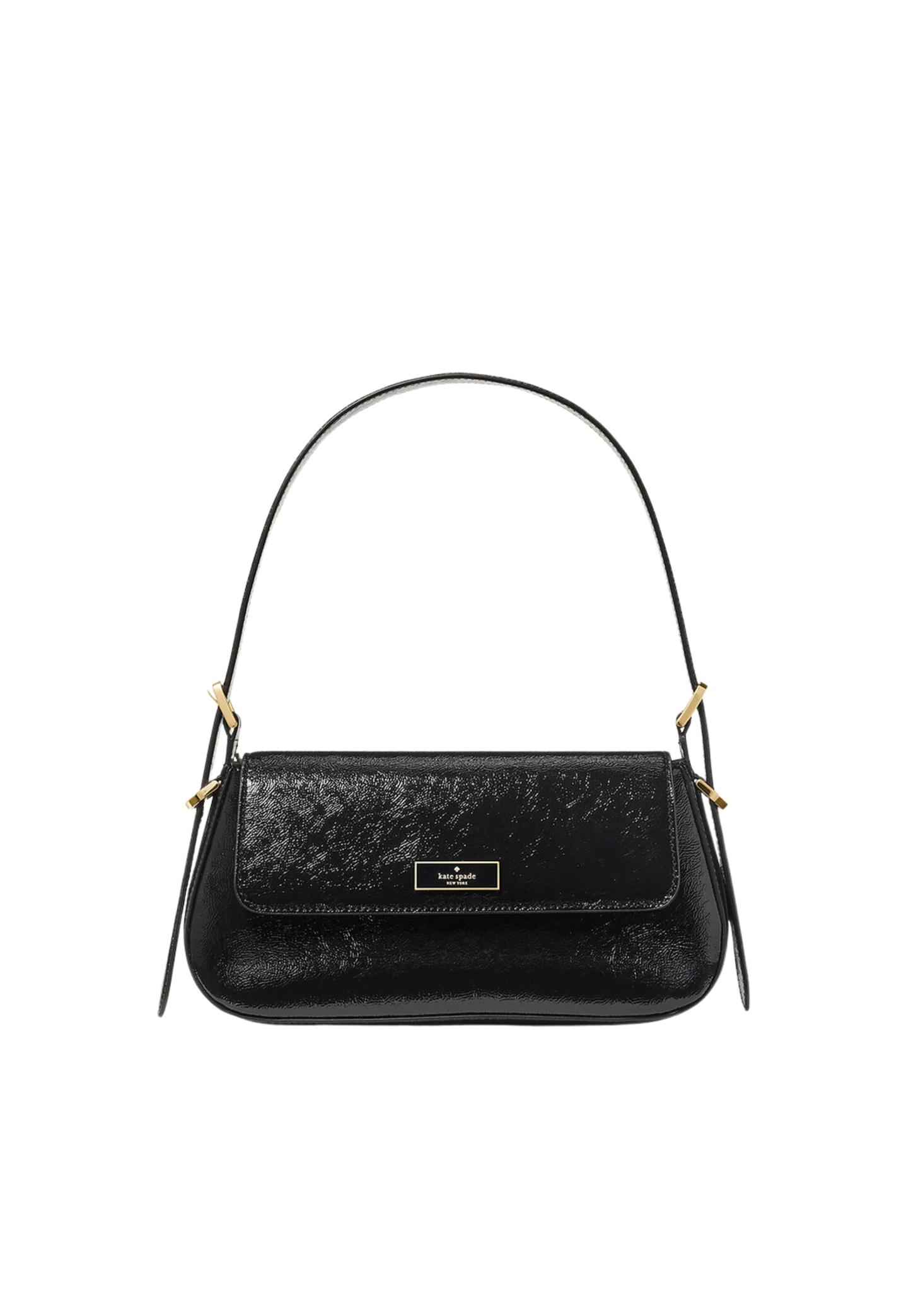 Kate Spade Bridget Crinkle Patent Small Flap Shoulder Bag In Black KM677
