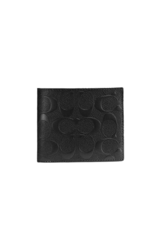 Coach 3 In 1 Wallet In Signature Leather Embossed In Black CR957
