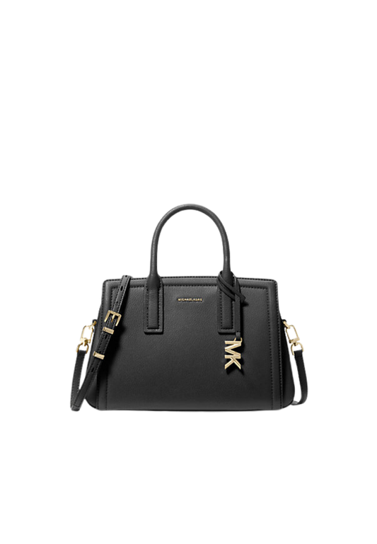 ( PREORDER ) Michael Kors Laila Small Pebbled Leather Satchel Bag In Black 30S5G9IS1L