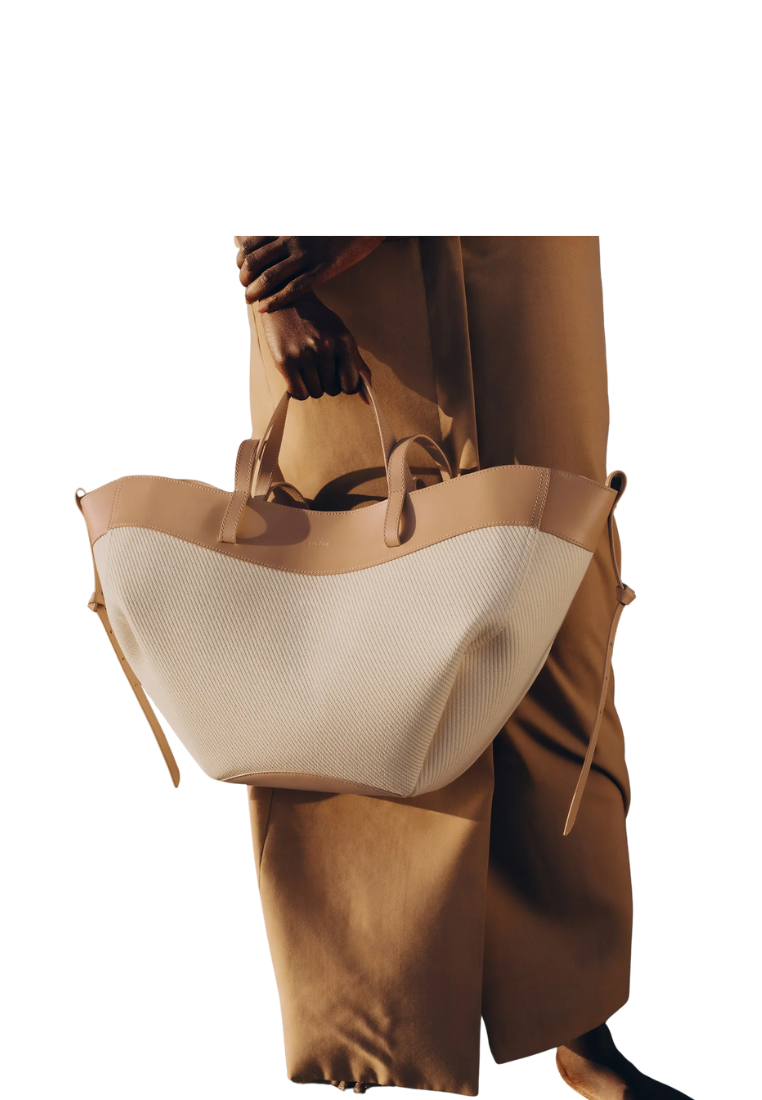 ( PREORDER ) Polene Cyme Tote Bag In Beige Canvas