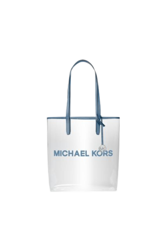 Michael Kors The Michael Large Clear Vinyl Tote Bag In Denim 35S4S01T3P