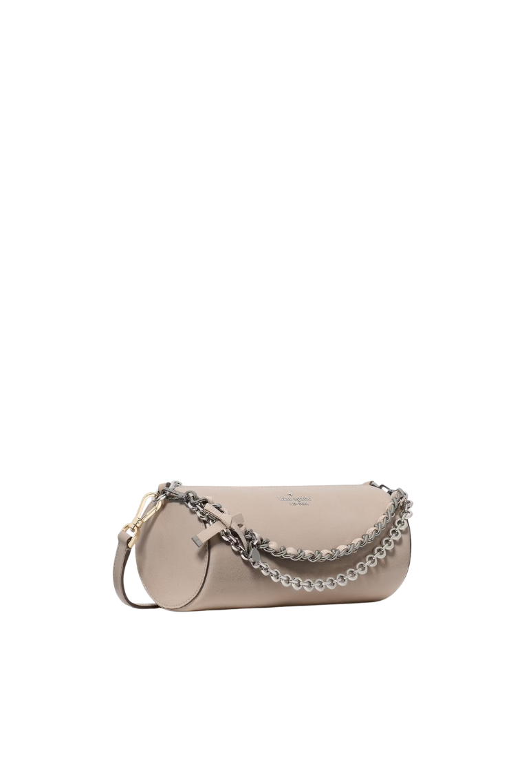 ( PREORDER ) Kate Spade Roulette Glazed Leather Mini Convertible Crossbody Bag In Quartz Pebble KN203