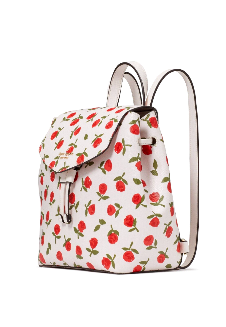 Kate Spade Lizzie Flap Backpack Medium In Festive Rosette Multi KE522