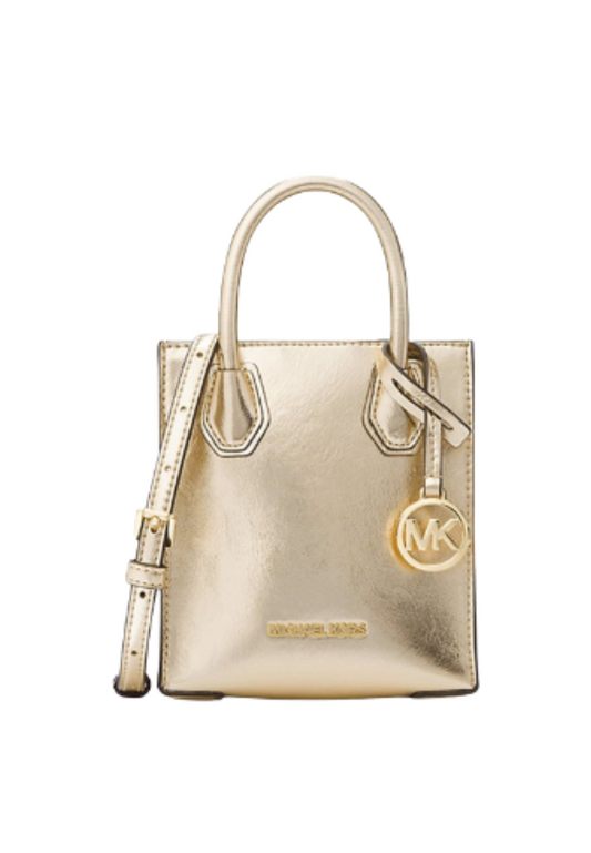 Michael Kors Mercer Extra Small Crossbody Bag Patent In Pale Gold 35H3GM9C0M