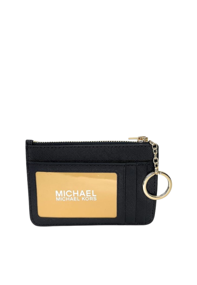 Michael Kors Jet Set Travel Small Top Zip Card Holder Coin Pouch In Black 35H3GTVP1M