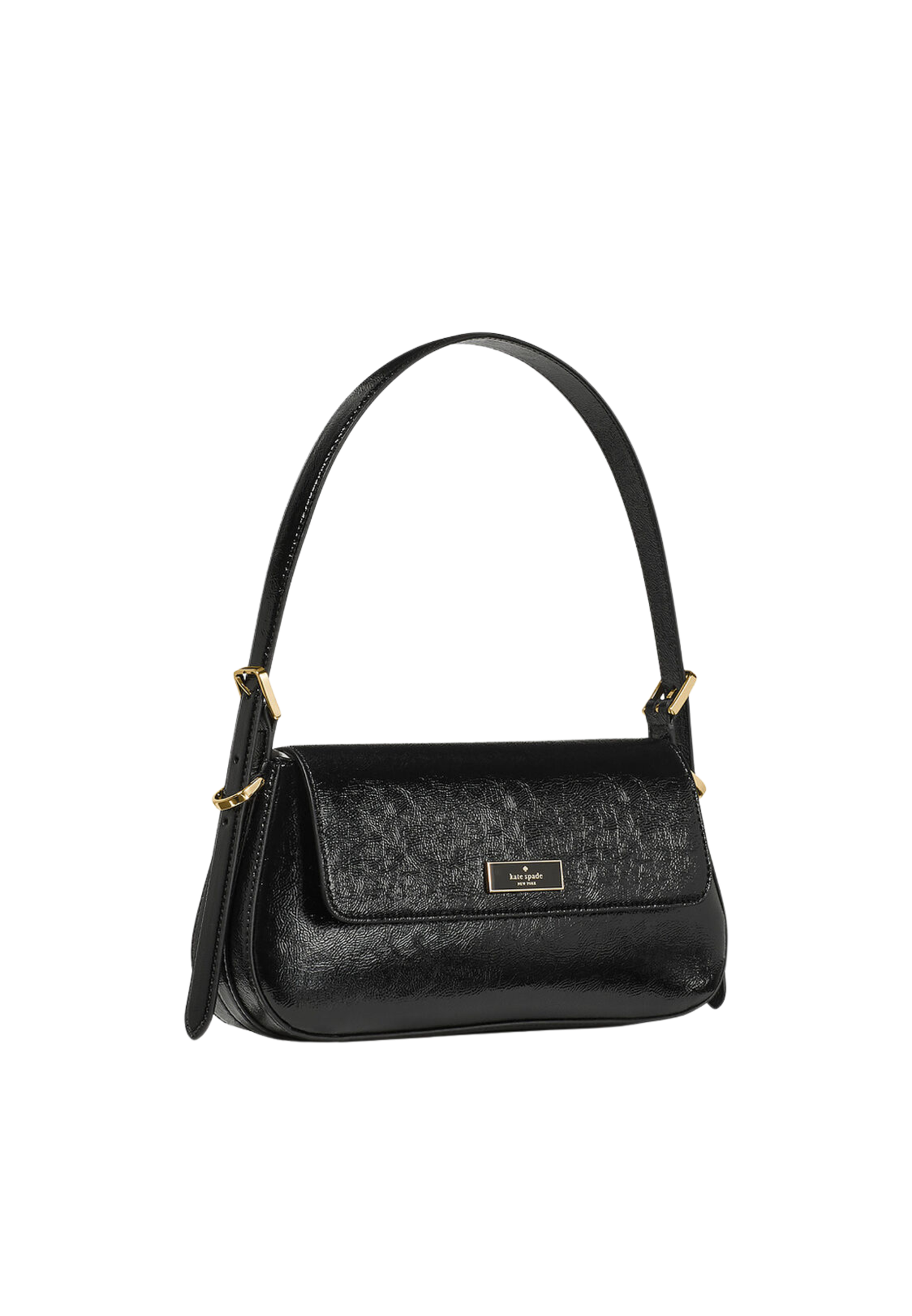 Kate Spade Bridget Crinkle Patent Small Flap Shoulder Bag In Black KM677