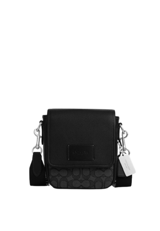 Coach Lucas Crossbody Bag In Signature Jacquard In Charcoal Black CO915