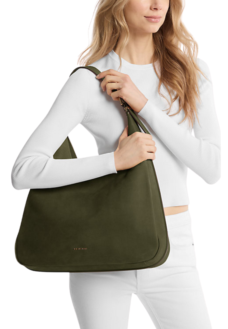 ( PREORDER ) Michael Kors Nolita Large Nubuck Hobo Shoulder Bag In Ivy 30F4GY5H3T