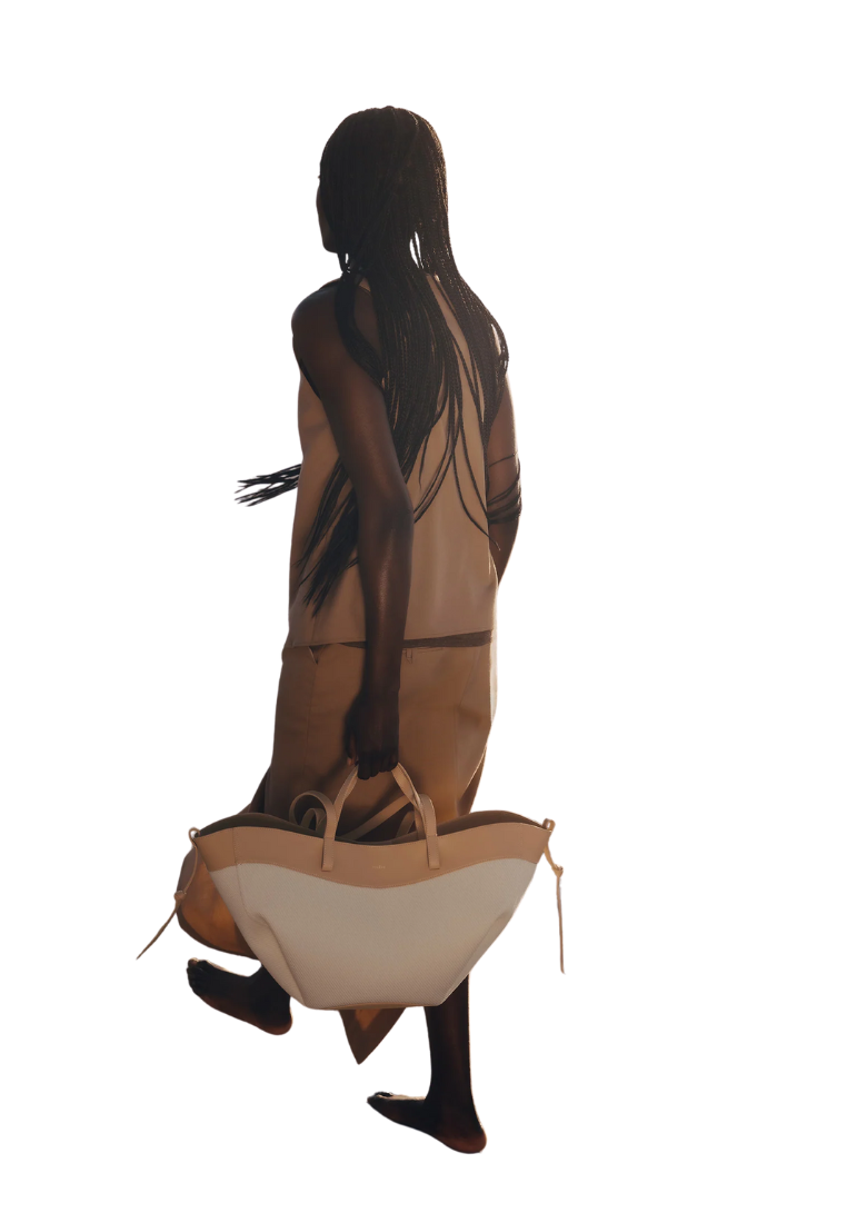 ( PREORDER ) Polene Cyme Tote Bag In Beige Canvas