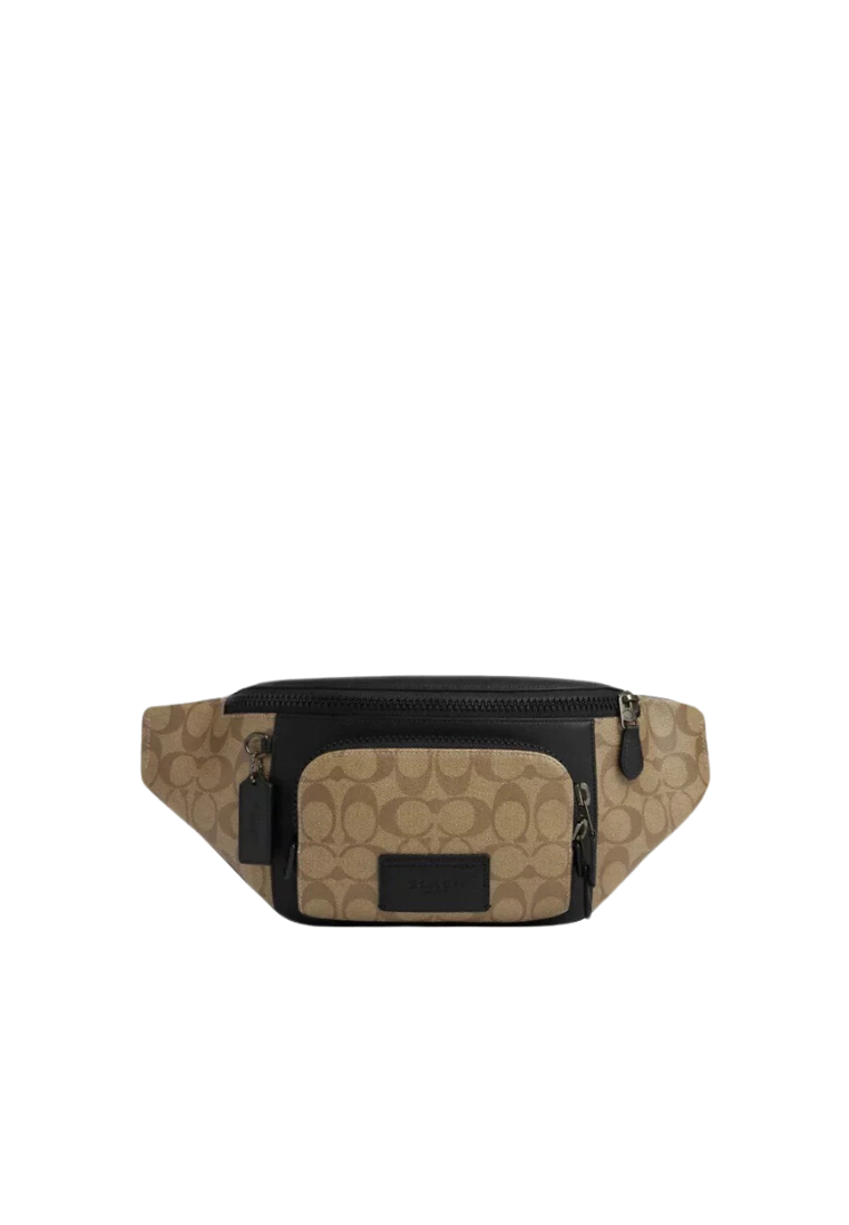 Coach Track Belt Bag Crossbody Bag In Khaki Black C3765