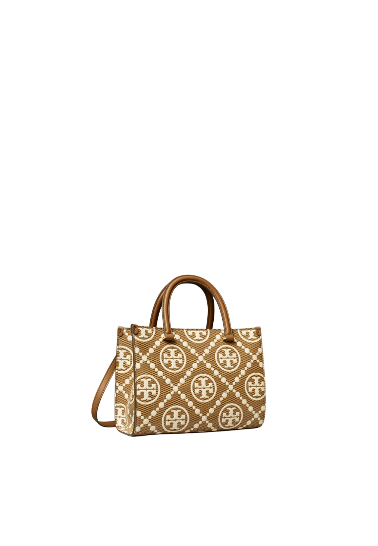 ( PREORDER ) Tory Burch T Monogram Contrast Embossed Satchel Bag In Walnut 170128