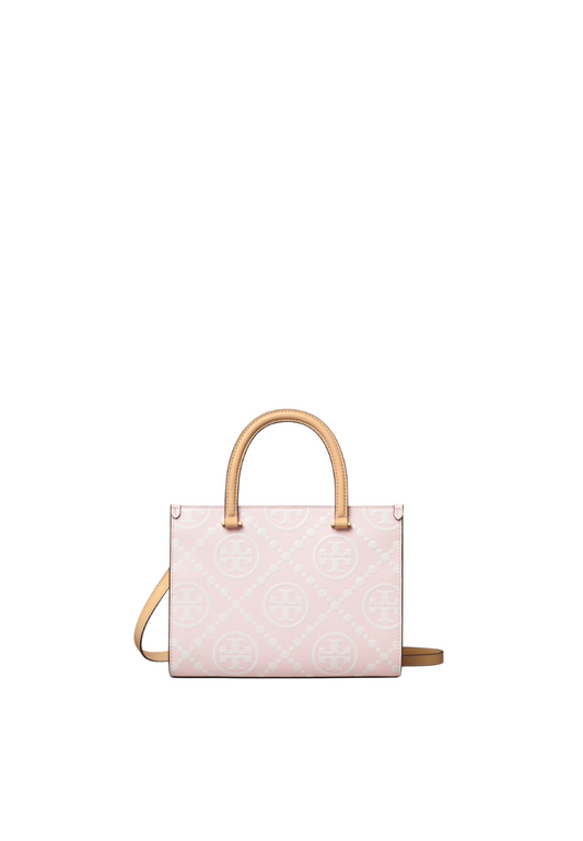 ( PREORDER ) Tory Burch T Monogram Contrast Embossed Satchel Bag In Powder Pink 165887