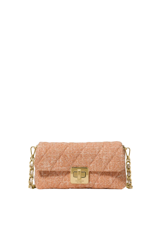 ( PREORDER ) Kate Spade Carey Tweed Mini Wallet On Chain In Orange Jasper Multi KN711