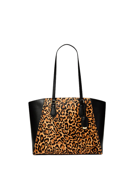 ( PREORDER ) Michael Kors Taryn Large Leopard Print Calf Hair Tote Bag In Marigold 30F5GTBT7H