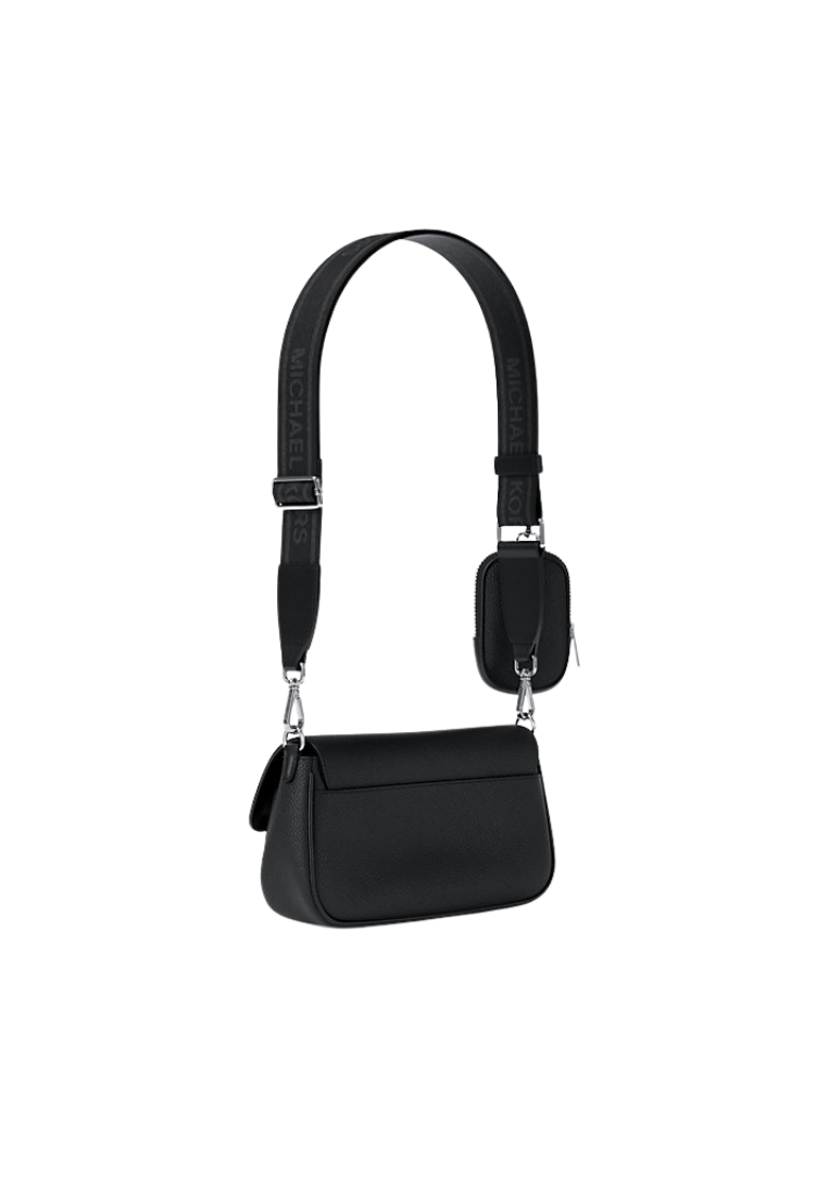 ( PREORDER ) Michael Kors Jet Set Travel Small Pebbled Leather With Pouch Crossbody Bag In Black 35S6STVC0L