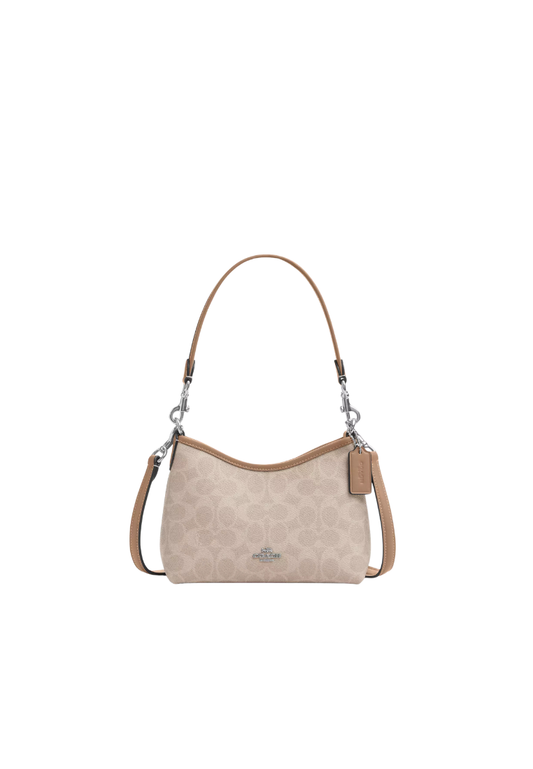 ( PREORDER ) Coach Laurell Small In Signature Canvas Shoulder Bag In Sand Taupe CBH15