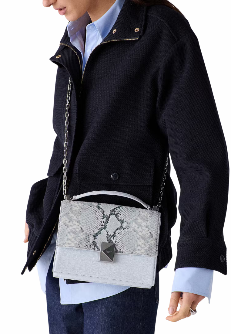 ( PREORDER ) Kate Spade Deco Snake Embossed Chain Shoulder Bag In Pale Saphhirine Multi KO356