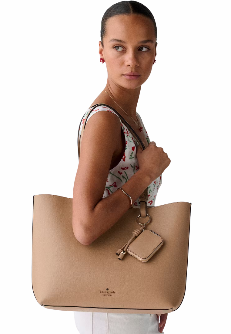 Kate Spade Tessa Tote Bag With Charm In Light Fown KO464