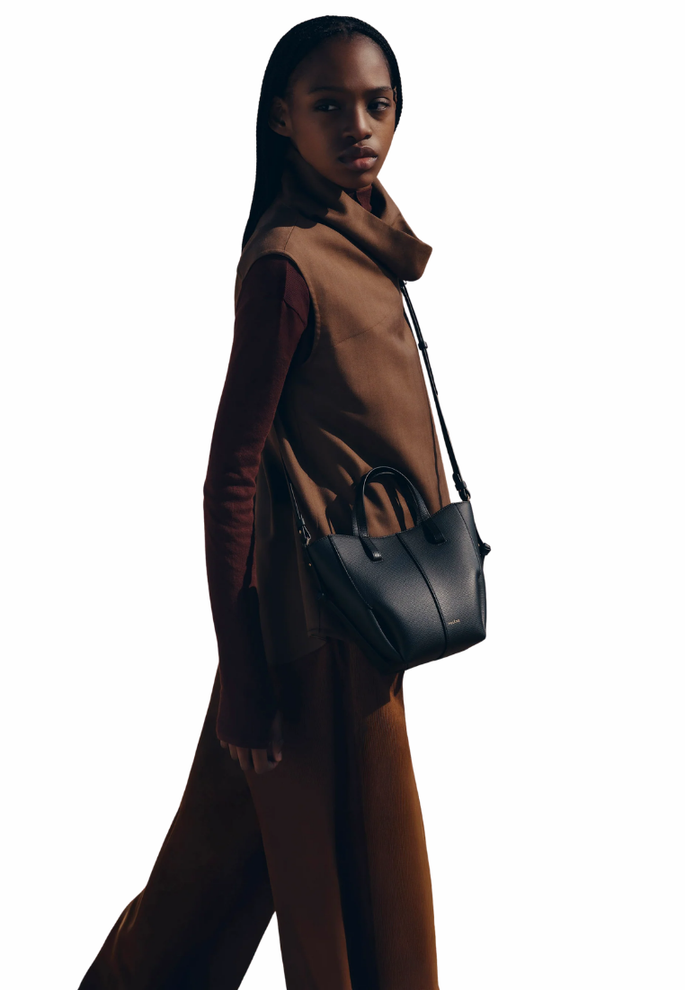 ( PREORDER ) Polene Cyme Nano Tote Bag In Textured Black