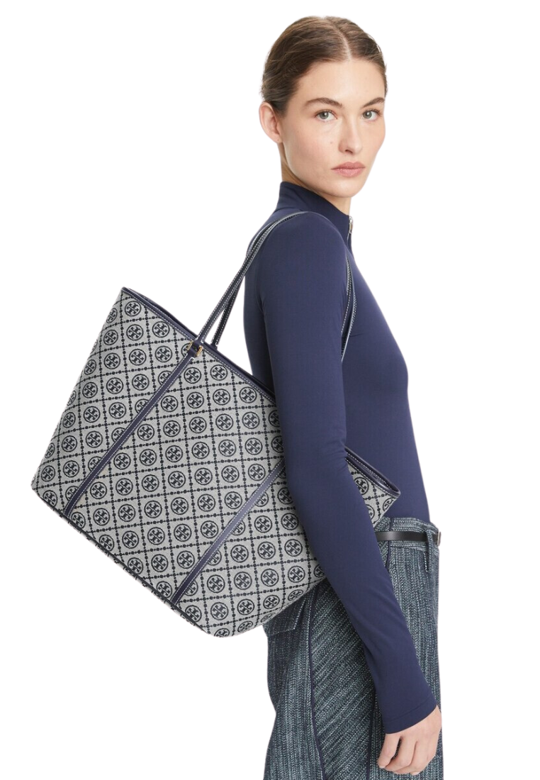 ( PREORDER ) Tory Burch T Monogram Zip Tote Bag In Tory Navy 166416