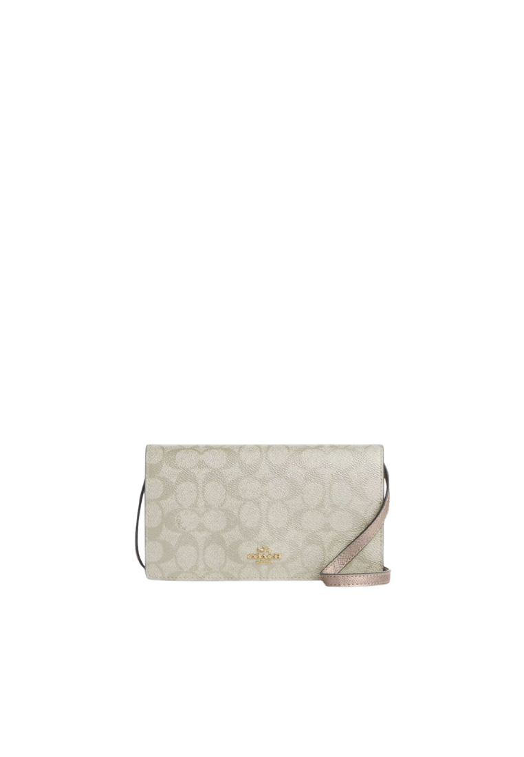 Coach Anna Foldover Clutch Crossbody Bag In Champagne Multi CX593