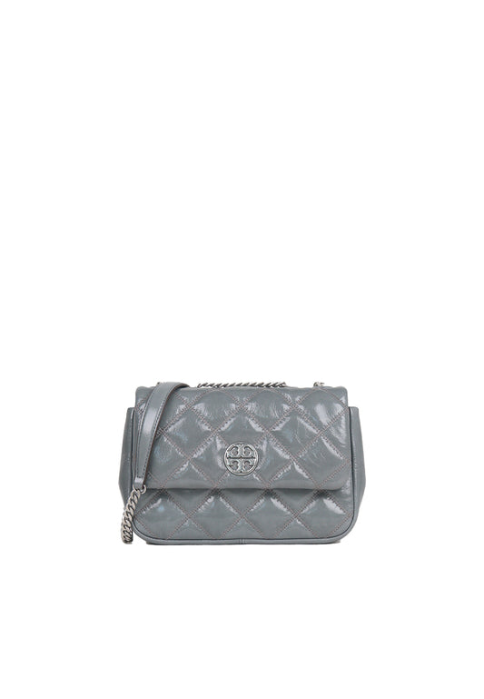 Tory Burch Willa Shine Small Shoulder Bag In Snow Cloud 152051